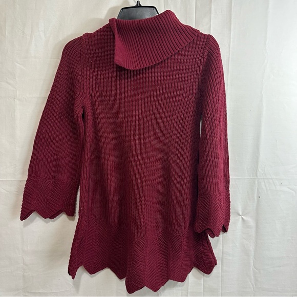 Style & Co Women Turtleneck with Buttons Patterned Knit Sweater Red Petite Small - Picture 7 of 8